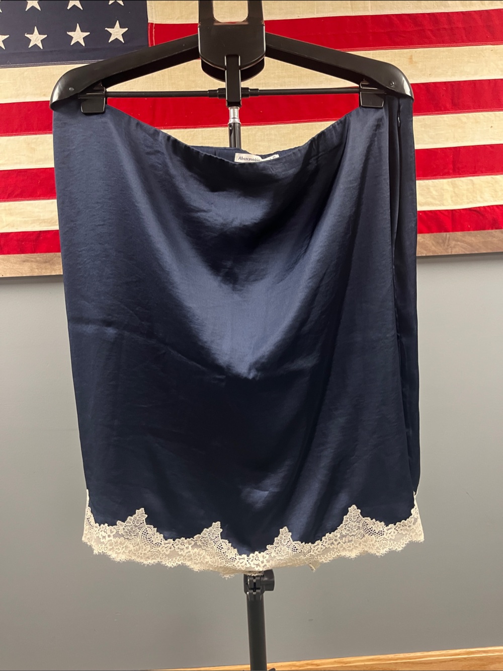 Abercrombie & Fitch Navy Skirt with Cream Lace Hem